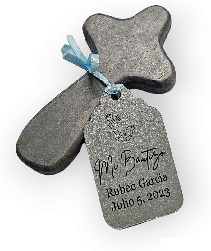 Mi Bautizo Baptism Christening Personalized Thank You Tags 20 pcs - More Colors Available (silver shimmer)