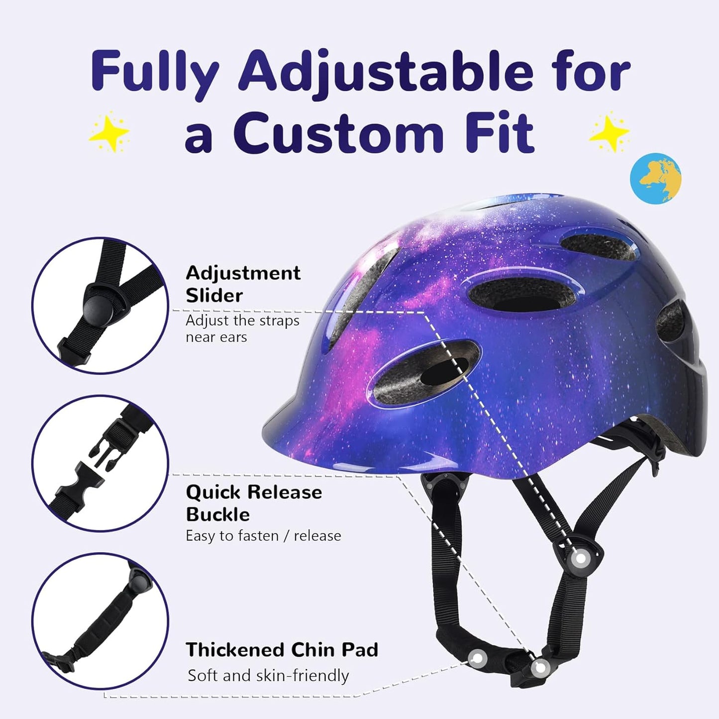 Kids/Youth Bike Helmet for Boys Girls and Teens, Adjustable and Multi-Sport for Bicycle, Kick Scooter, Skateboard, Roller/Inline Skate