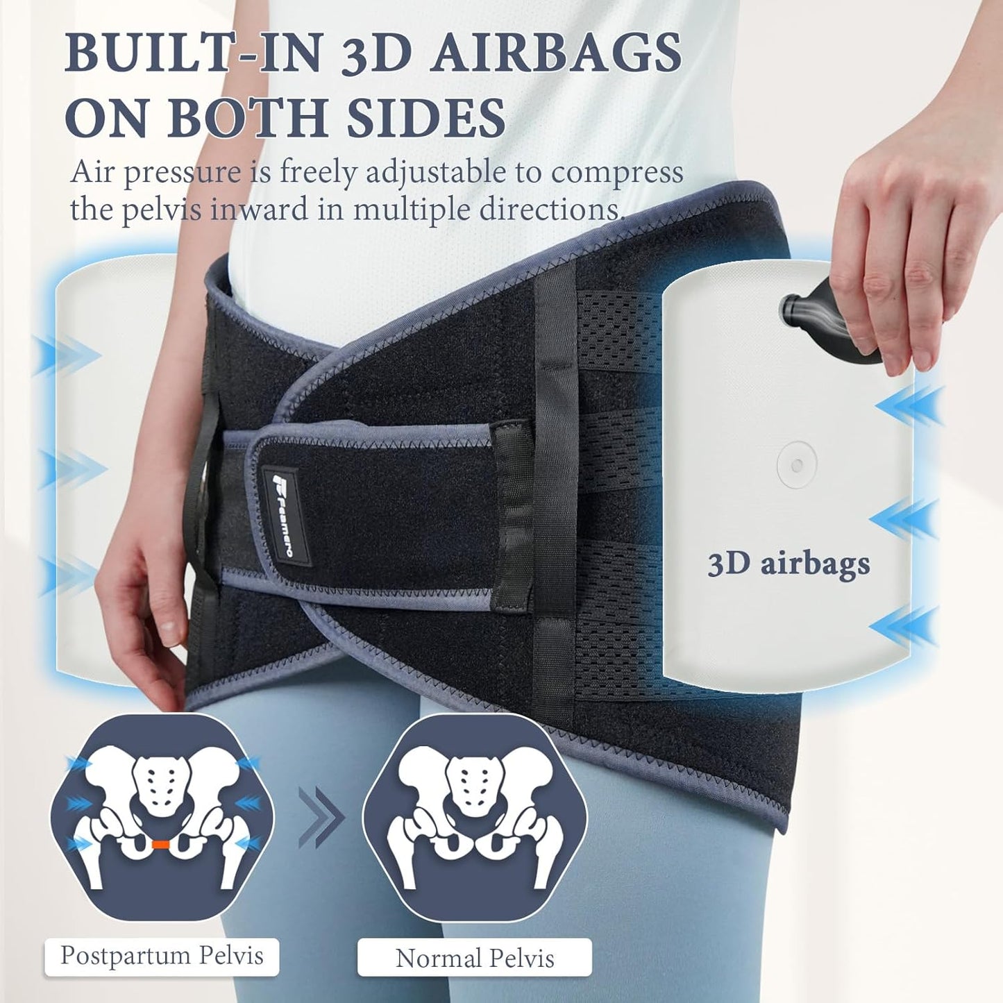 Inflatable Pelvic Support Belt for Women and Men, Adjustable Pressure SI Joint Brace for Postpartum Recovery, Pelvic Tilt Correction, Hip & Pubic Symphysis Pain Relief (XL)