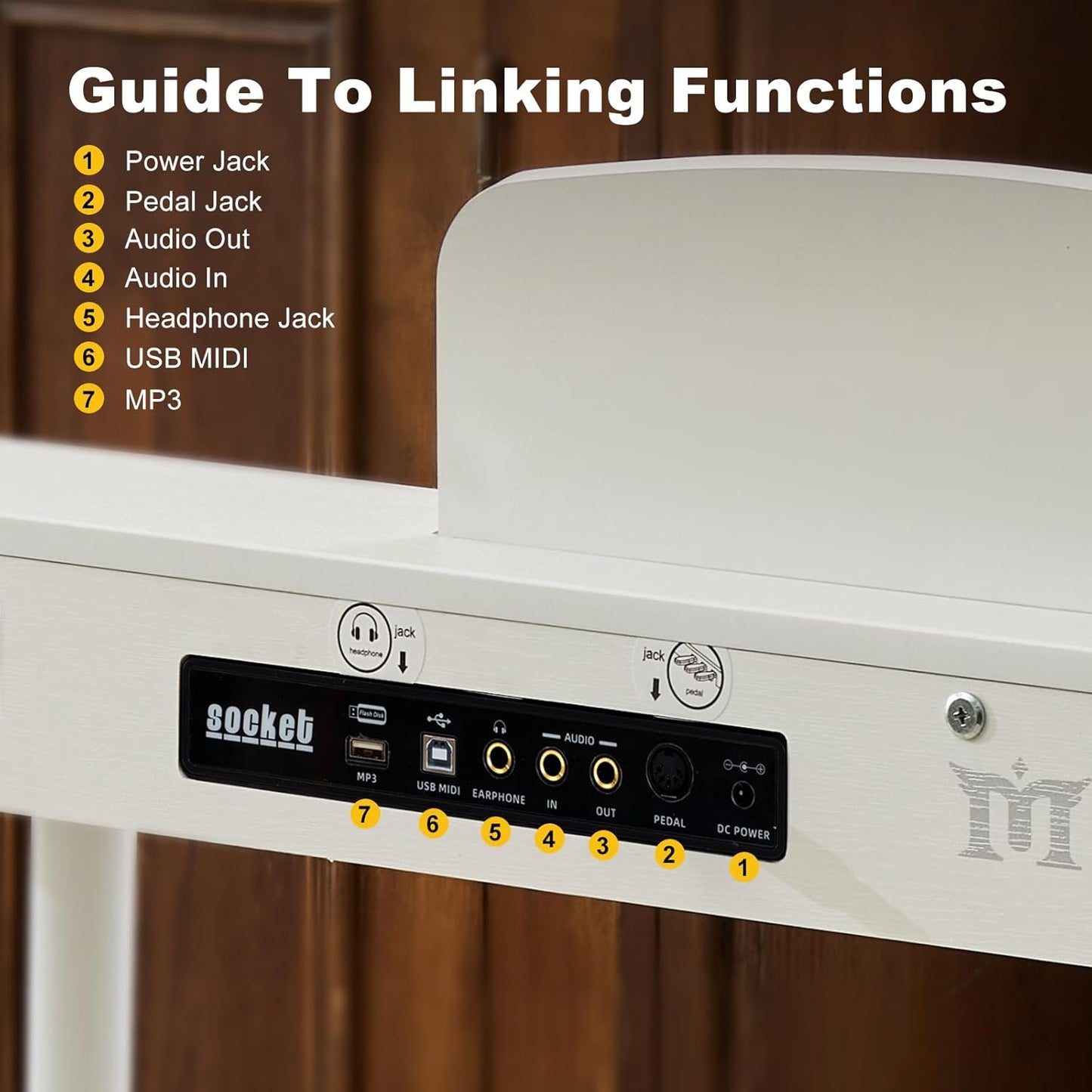 MUSTAR 88 Key Piano Keyboard with Piano Bench, Digital Piano 88 Semi Weighted Keys, Portable Electric Piano with Storage Stool, 3 Pedals, Built-In Speakers, USB/MIDI, White