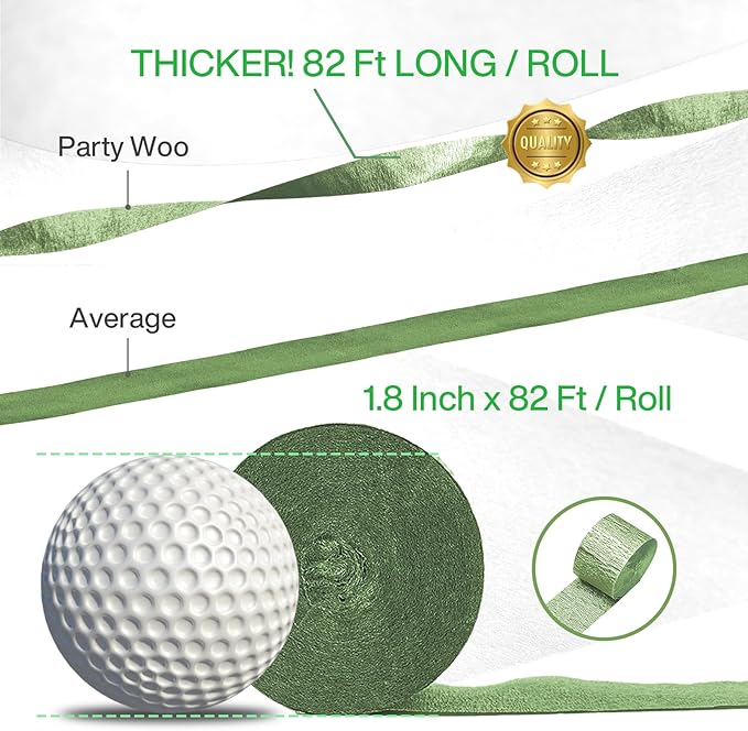 PartyWoo Crepe Paper Streamers 4 Rolls 328ft, Pack of Crepe Paper Kiwi Green Party Streamers, Crepe Paper for Birthday Decorations, Party Decorations, Baby Shower Decorations (1.8 in x 82 Ft/Roll)
