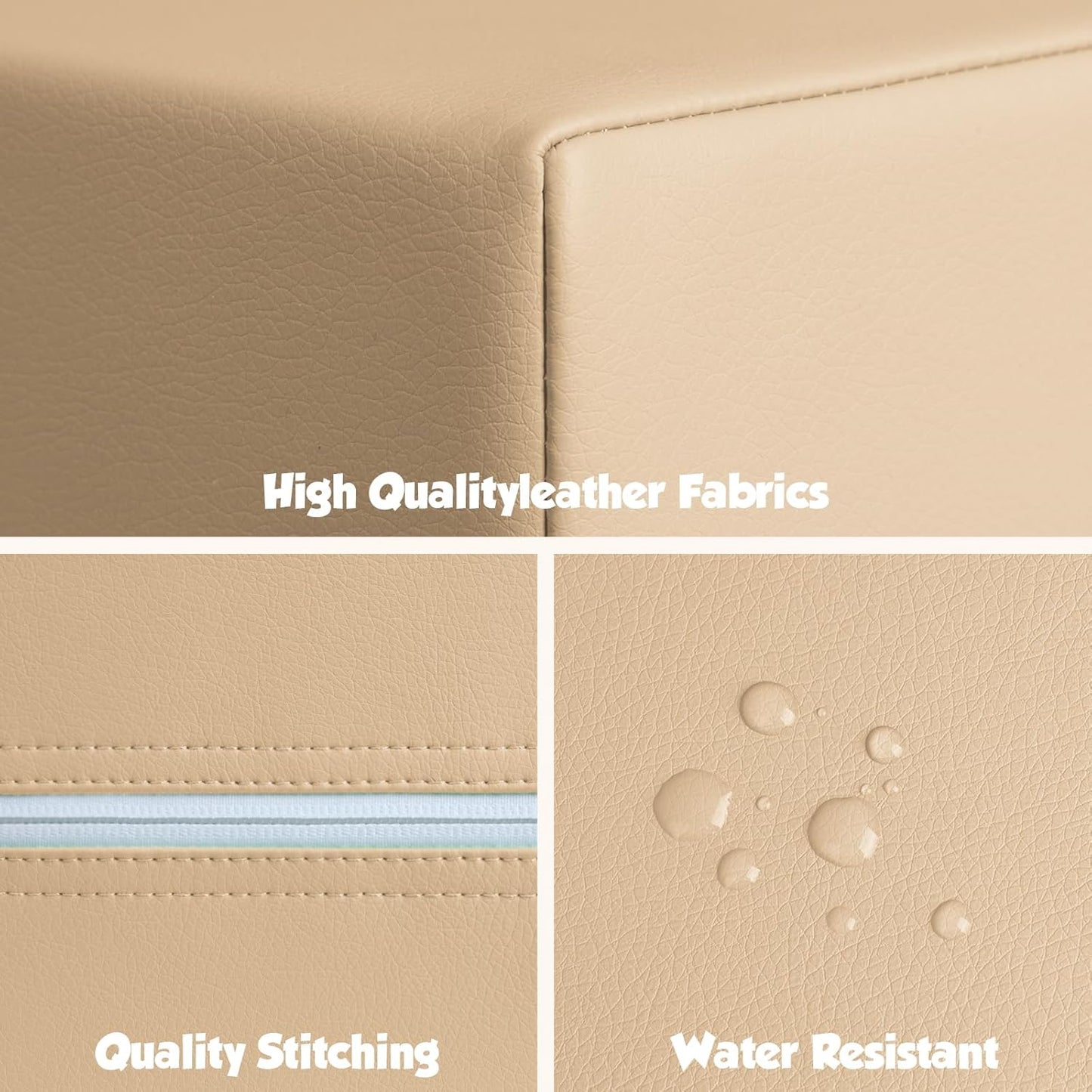 4-Piece Soft PU Leather Toddlers Climbing Toys, Baby Foam Climbing Blocks for Toddlers 3, Foam Play Gym Climbing Structures, Indoor Climb and Crawl Activity Play Set (White and Coffee)