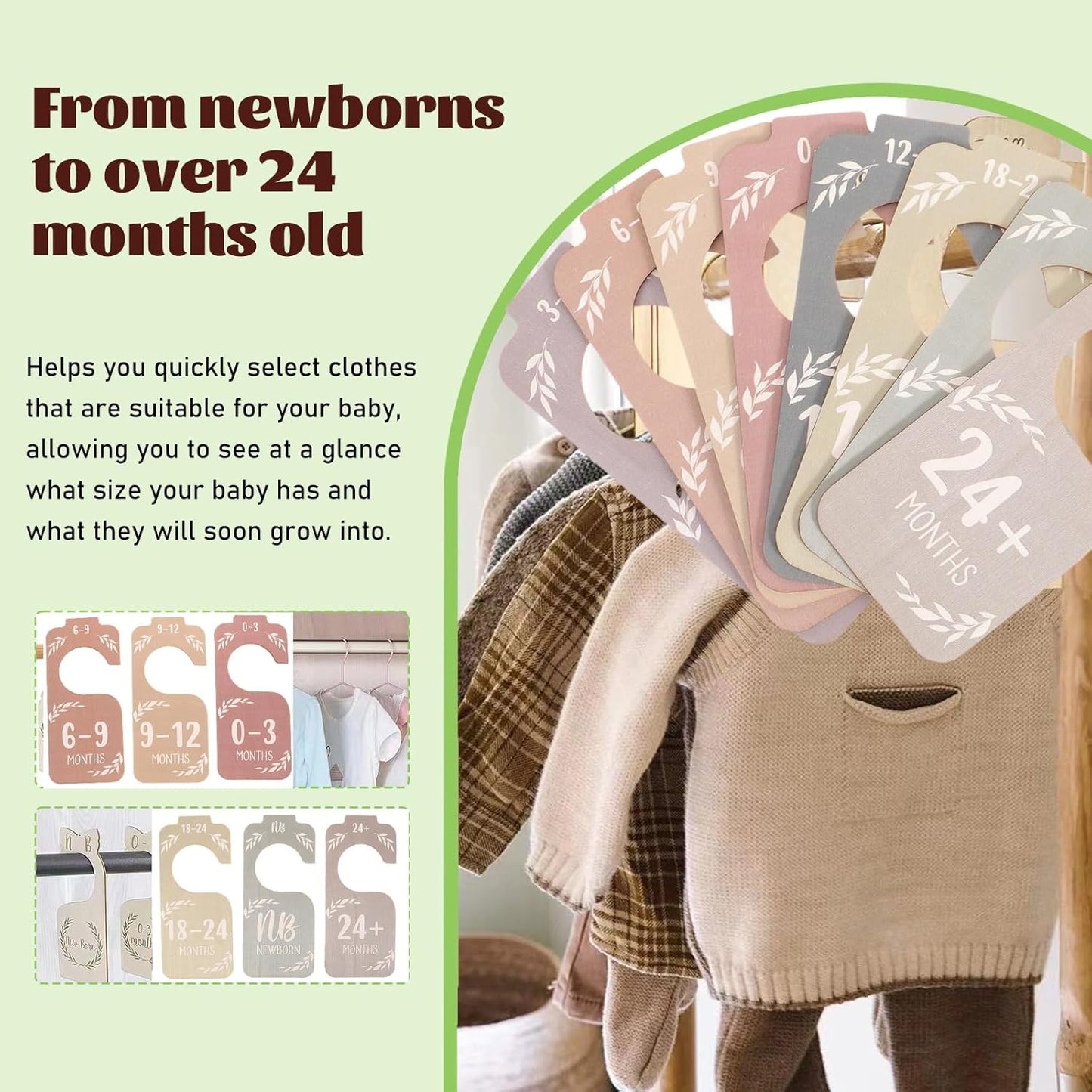 Wooden Baby Closet Dividers for Baby Clothes Organizer,Colorful Baby Closets Organizer for Nursery Decor,Baby Clothes Dividers for Closet Size Hangers for New Mom Dad Parents (Colorful)