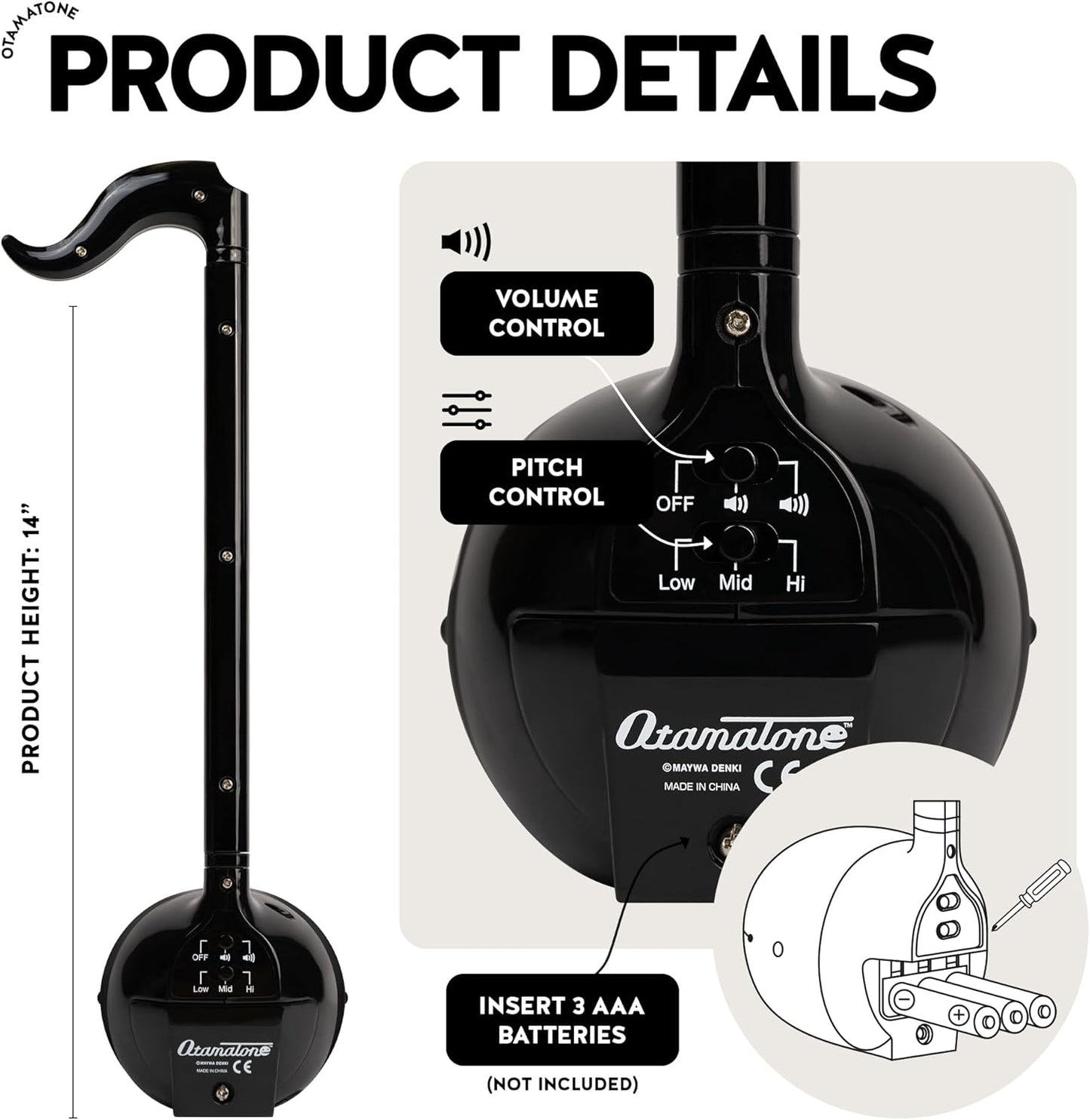 Otamatone Japanese Electronic Musical Instrument Portable Music Synthesizer from Japan by Maywa Denki Educational Fun Gift for Children, Teens & Adults - Black Blue Unicorn Set