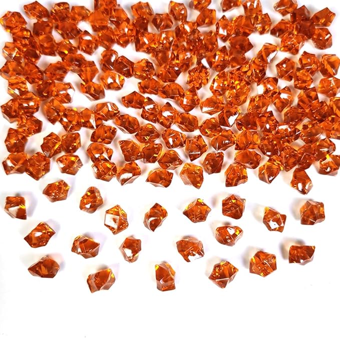 HappyFiller 700 PCS Pack Dark Amber Fake Ice Rocks Small Crystal Cube Stones Fake Diamonds for Vase Fillers,Resin Arts Crafts,Fall Decoration,Home Accents Floral Decor,Table Scatters,Photo Props