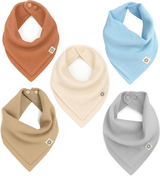 Kishu Baby Indi Organic Baby Bandana Bibs – Fairtrade 4-Way Reversible Drool Bibs for Boys & Girls – Unisex (Set of 5)