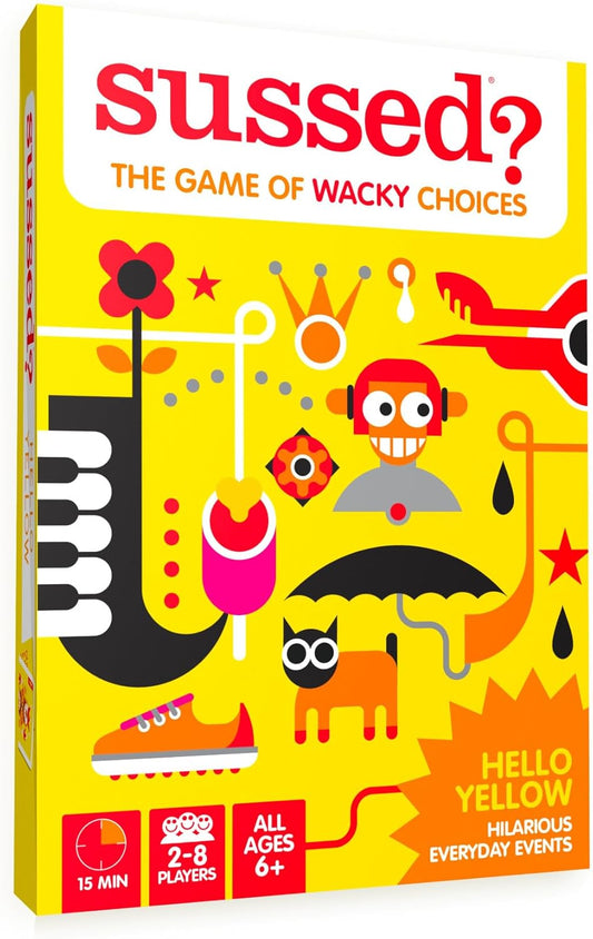 SUSSED The Wacky ‘What Would You Do?’ Card Game - Social Fun for Kids - Easy Travel Game, Family Activity - Ages 6+ - Yellow Pack