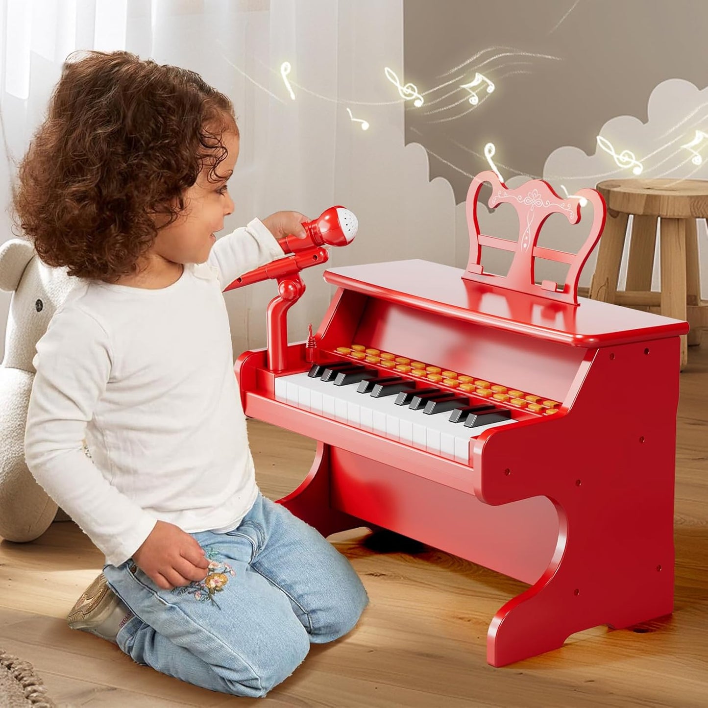 Kids Keyboard Piano for Kids - Upgraded Red Digital Musical Keyboard Piano Instrument Toys for 2 3 4 5 6 7 Years Old Beginners Educational Instruments Birthday Gift for Girls and Boys