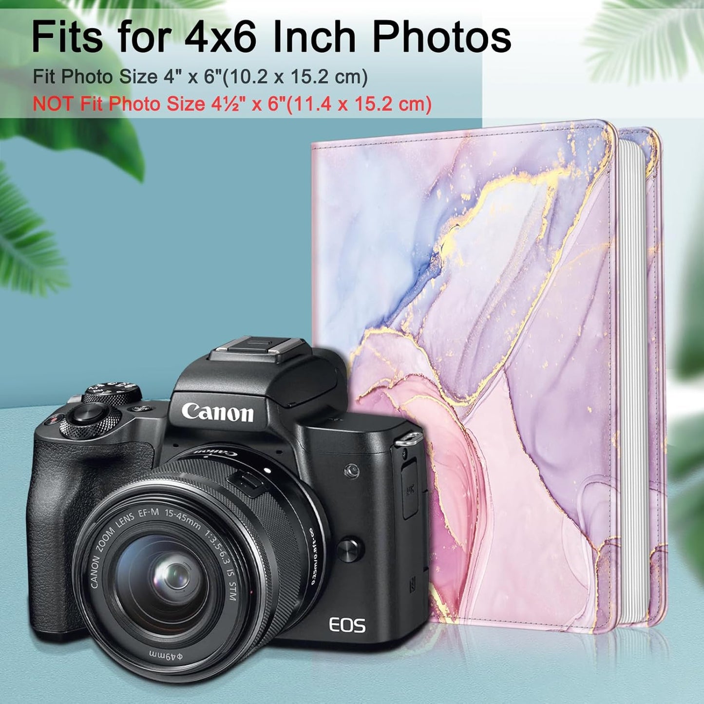 Fintie Photo Album for 4x6 Photos - 112 Pockets Vegan Leather Cover Memory Albums Book for Birthday Family Anniversary Vacation Pictures, Dreamy Marble