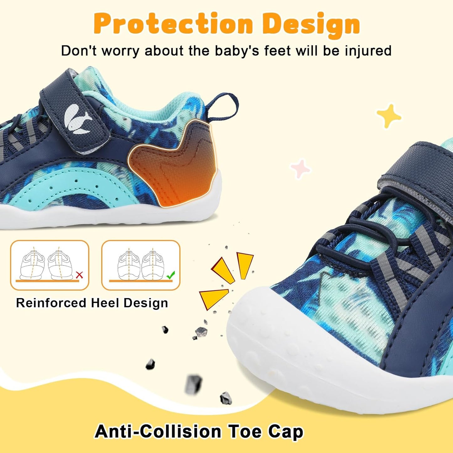 FEETCITY Wide Baby Shoes Boys Girls Baby Barefoot Shoes Breathable Infant Walking Shoe Crib Sock Shoe Toddler Sneakers Flexible