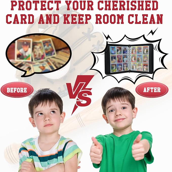 Trading Card Binder 9 Pocket - Baseball Card Binder with Sleeves 900 Double Sided Pockets Sports Trading Cards Album Cards Holder Protectors Set Fit for Game Cards, Sports Cards