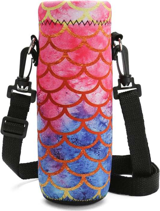 RICHEN Neoprene Water Bottle Carrier Bag with Adjustable Shoulder Strap,Insulated Water Bottle Cover for Stainless Steel/Glass/Plastic Bottles