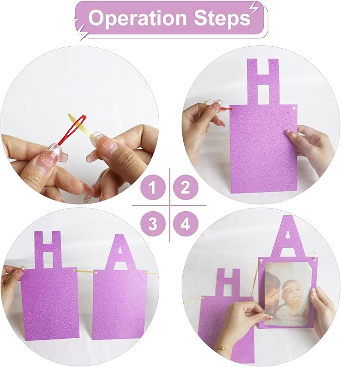 Birthday Photo Banner, Suitable for Kids and Adults Birthday Party Decoration, Annual Milestone Pink Happy Birthday Banner (pink)