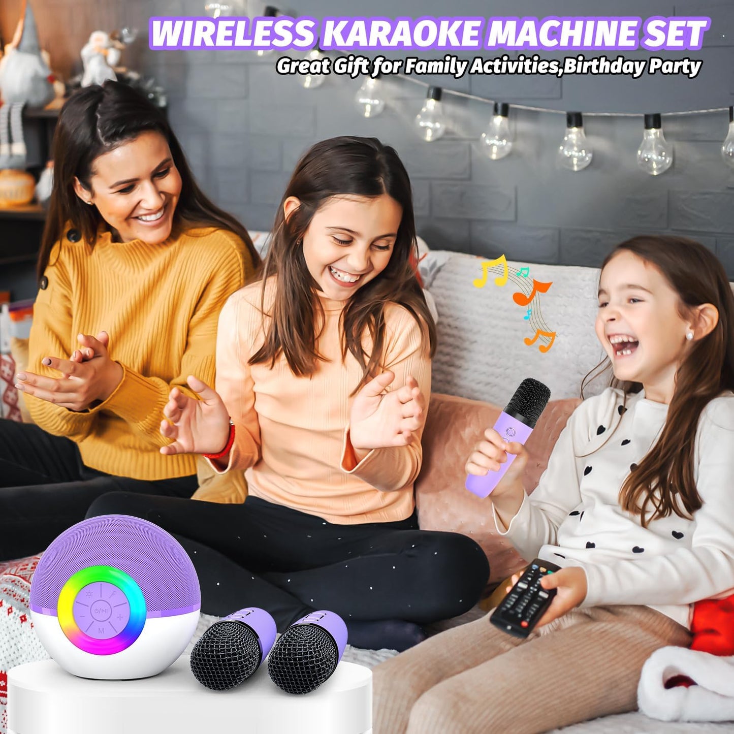 Mgaolo Mini Karaoke Machine for Kids Adults,Portable Bluetooth Speaker with Wireless Microphone,Gift Toys with MP3 Player for Boys Girls 3-12 Year Old Birthday Family Home Party Present (Purple)