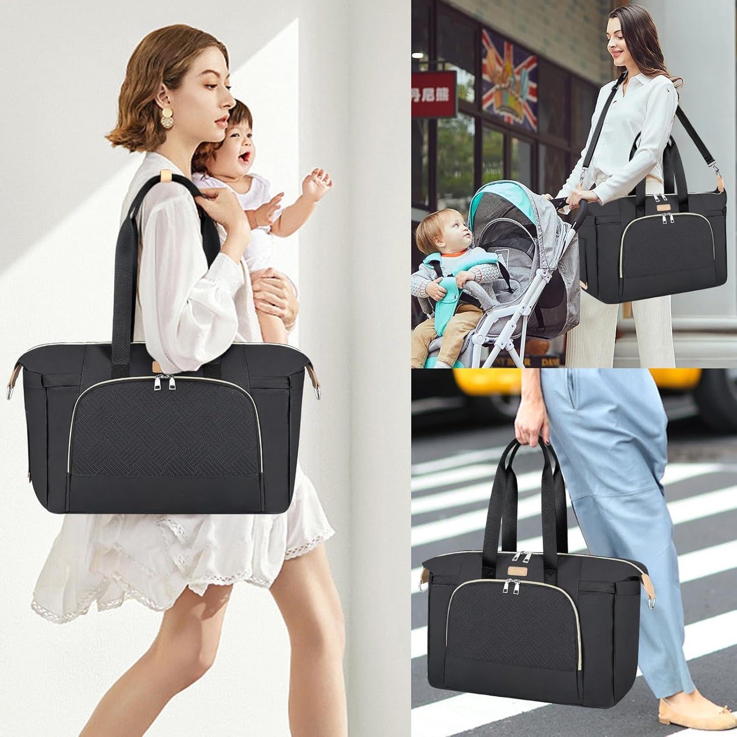 ITIEZY Diaper Bag Tote for Baby - Large Mommy Bag with Portable Changing Pad Pacifier Case, Hospital Bags Travel Baby Bag