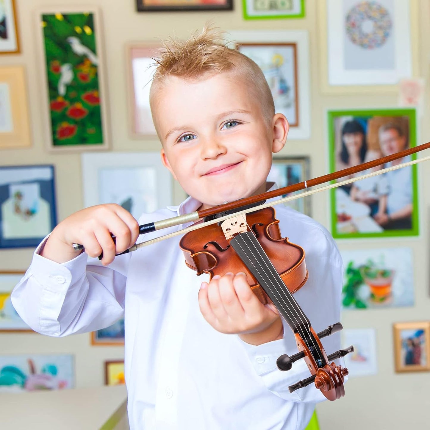 Vangoa 1/4 Violin Set for Beginners Kids Student Fiddle Quarter Size Acoustic Violin Outfit with Starter Kit for Children, Natural