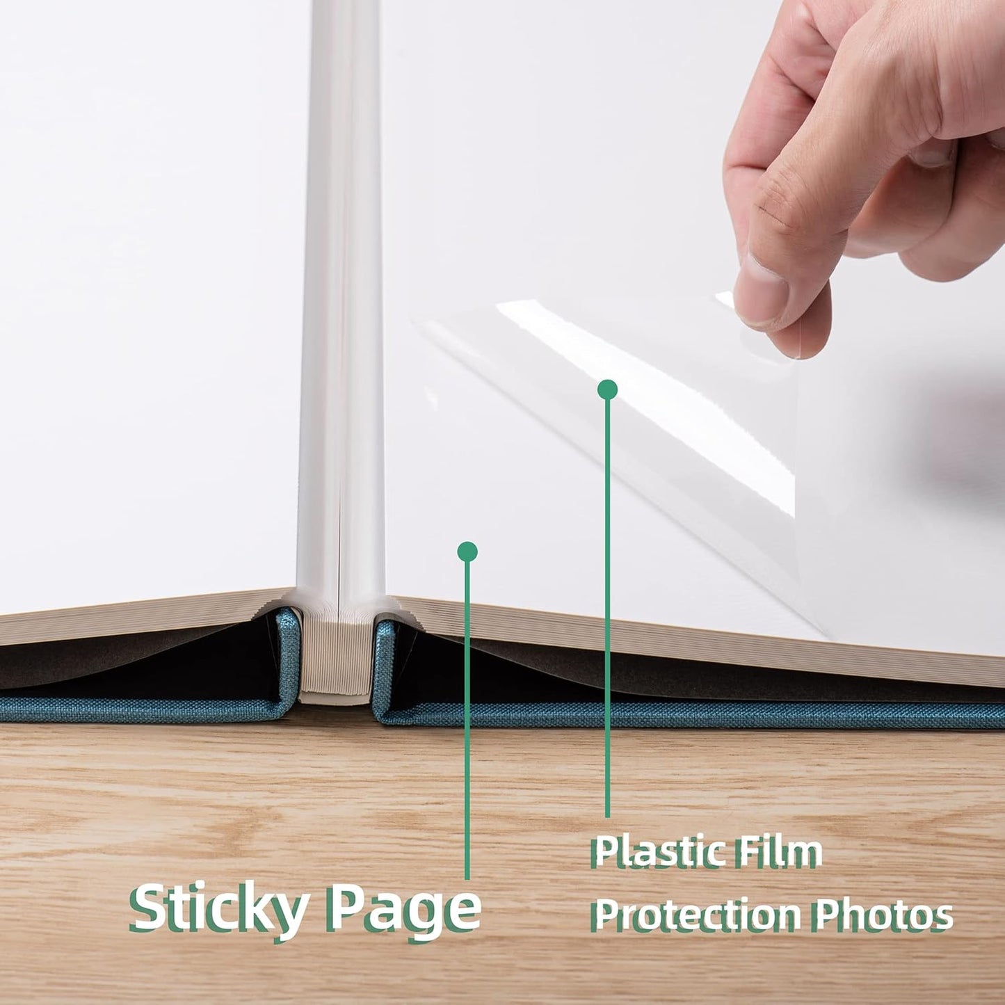 Large Photo Album Self Adhesive Scrapbook Album for 4×6 5×7 8×10 Pictures DIY Magnetic Linen Cover Album 60 Pages for Family Wedding Gifts with Metal Pen and Plastic Board