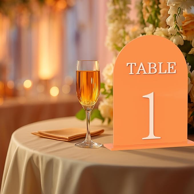 Arch Wedding Table Numbers 1-15 with Stands, 5" X 7" Double Sided Acrylic Wedding Sign Holders, Durable Non-Fading Table Number for Wedding Reception, Events, and Centerpieces