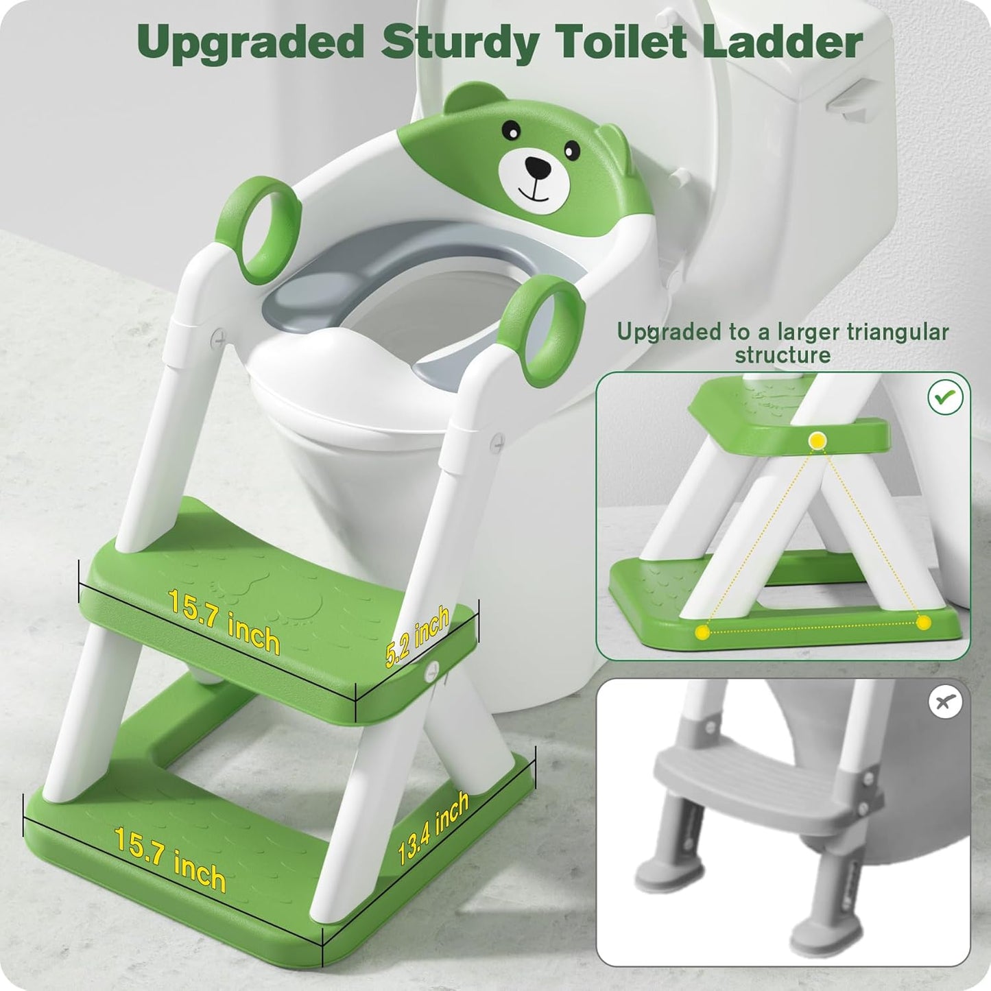 Potty Training Seat, Upgrade Toddler Toilet Seat for Kids Boys Girls, 2 in 1 Potty Training Toilet for Kids, Splash Guard Anti-Slip Pad Step Stool（Upgraded Cushion）