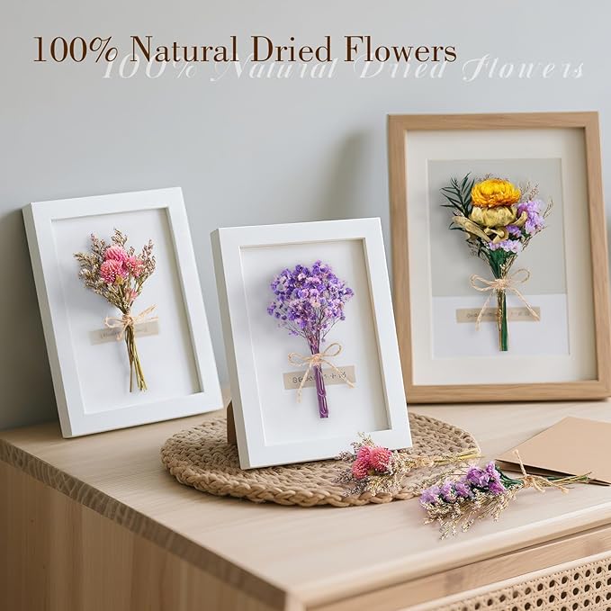 12/24 PCS Charming Dried Flowers Bouquet for Vase Various Dried Wildflowers with Stems Mini Handmade Wildflowers Natural Real Flowers Bulk Flowers Craft (Various Series, 12 PCS)