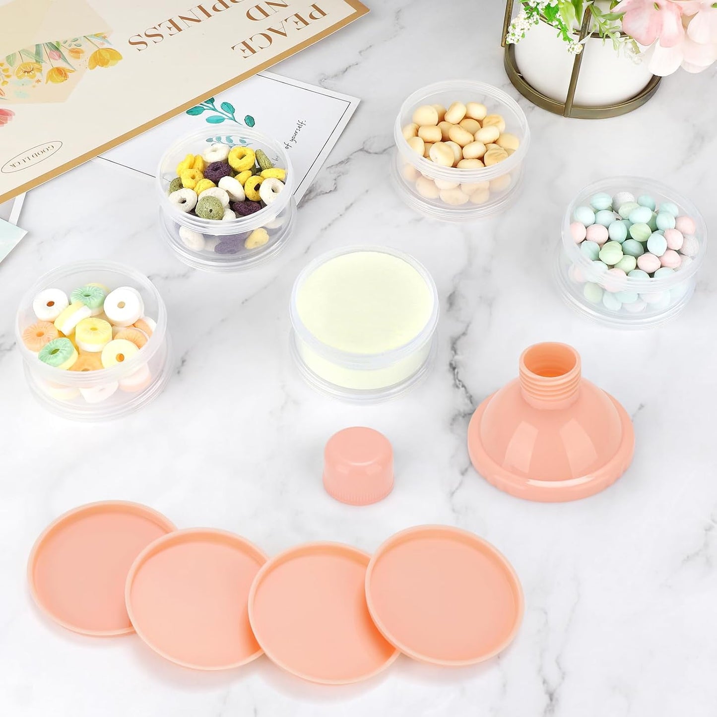 Accmor Formula Dispenser On The Go, 5 Compartments Stackable Formula Container for Travel, Baby Milk Powder Kids Snack Container, BPA Free