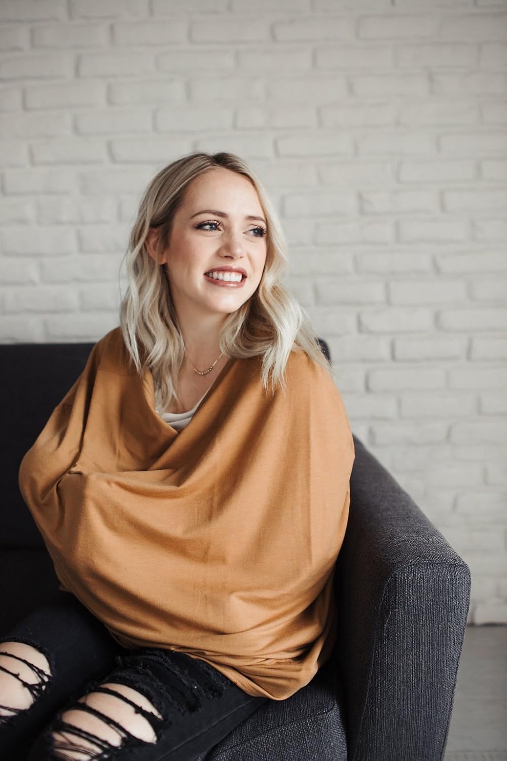 Copper Pearl Multi-Use Cover: Car Seat Covers, Nursing Cover, and Stroller Cover for Sun - Stretchy Fabric, All-Season Use, Stylish Designs, Easy Access for Moms - Camel