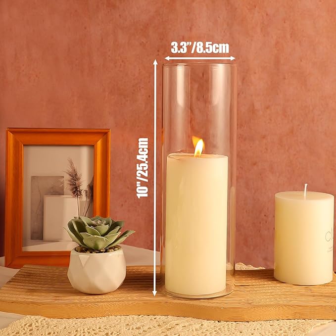 12pcs Glass Cylinder Vases for Centerpieces | 10 Inch Tall Flower Vase for Wedding Decorations, Floating Candle Holders for Dinner Table, Bridal Shower, Office Home Décor