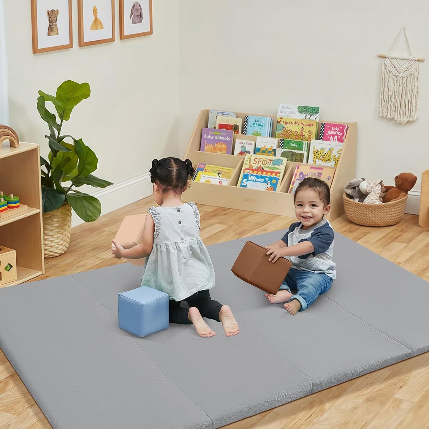 MeMoreCool Kids Floor Futon Mattress Large 6x4 FT, Thicken Foam Tatami Mattress for Children Play Area, Foldable Sleeping Pad Crawling Tatami Mat for Playroom