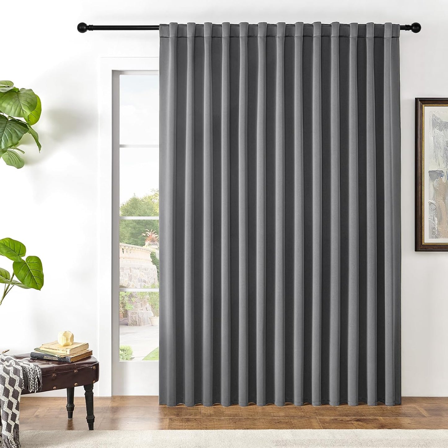 Joydeco Custom Blackout Curtains for Bedroom, 1 Panel Room Darkening Curtains & Drapes for Living Room Window Rod Pocket Back Tab (Custom Size,Light Grey)