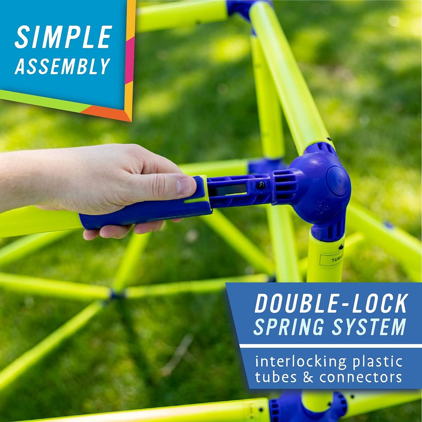 Eezy Peezy Monkey Bars Climbing Dome - Sturdy & Portable Jungle Gym for Kids, Backyard Playset for Toddlers, Active Outdoor Fun for Kids Ages 3 to 8 Years Old, Lightweight & Easy Assembly, Green/Blue