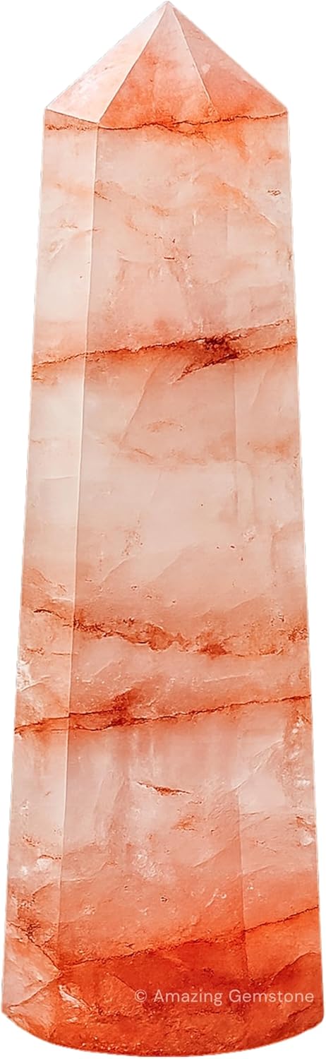 Amazing Gemstone Red Hematoid Quartz Crystal Towers - Natural Healing Crystal Point Obelisk for Reiki Healing and Crystal Grid (3 Inch)