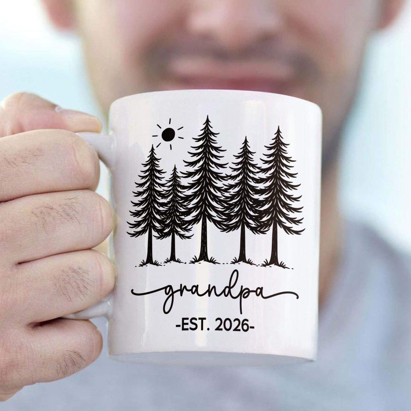 Grandpa EST 2026 Accent Coffee Mug, Personalized Grandpa Mug Gift For Soon To Be Grandfather Pawpaw, Customized Name Grandad White Cup 11 15 Oz, New Grandfather Pregnancy Announcement Ceramic Cup