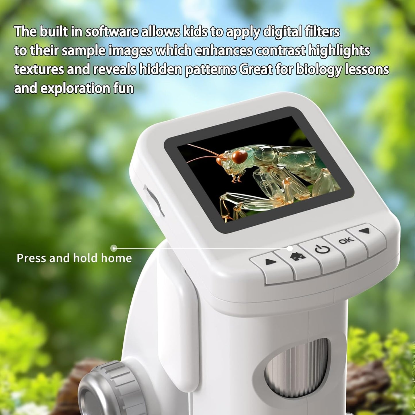 1200X Microscope for Kids with 2 inch Screen STEM Digital Science Kit Rechargeable Handheld Mini Pocket Children Students Slides Portable Gift for Kids Ages 6 to 12 (Green)