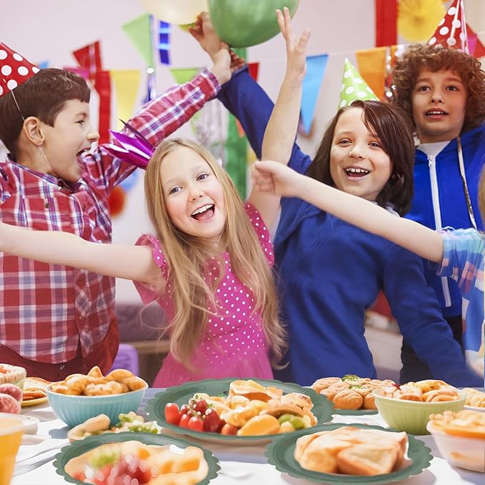 24 Pcs Sage Green Paper Plates 9 Inch Scalloped Dessert Plates - Disposable Sage Green Cake Plate - Baby Shower Birthday Party Wedding Bridal Party Supplies