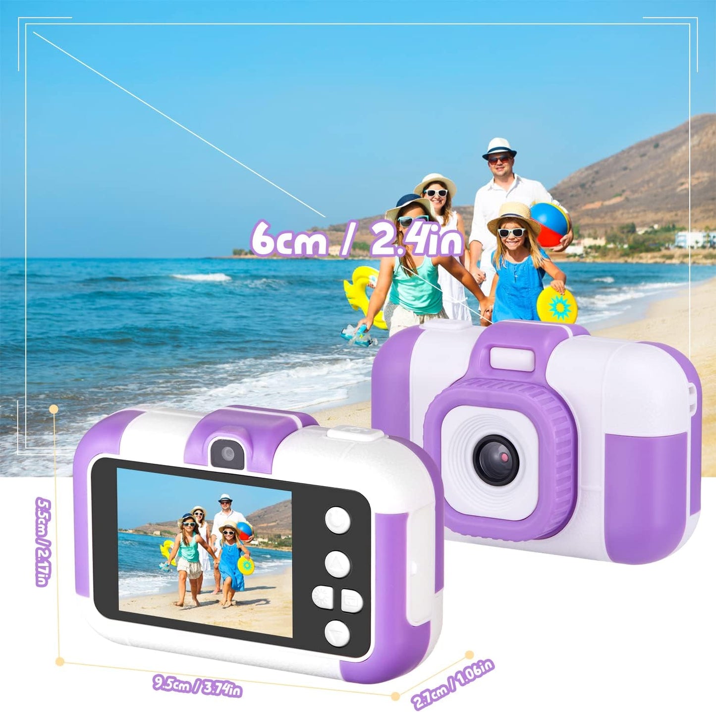 SUZIYO Children Camera, Birthday Electronic Toys for Kids, Upgrade Toddlers Selfie Digital Camcorder 1080P for Age 4-7 Years Old Boys Girls with 32G SD Card, Purple