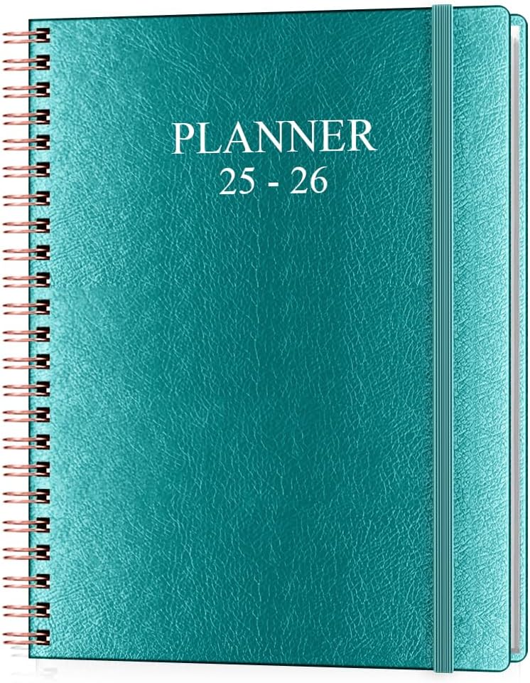 Planner 2025-2026 - Weekly & Monthly Planner Runs from Jul 2025 to Jun 2026, 8.5 x 11", 12 Month Tabs, Inner Pocket, PU Leather Cover with Twin-Wire Binding, Monthly Planners 2025-2026, Teal