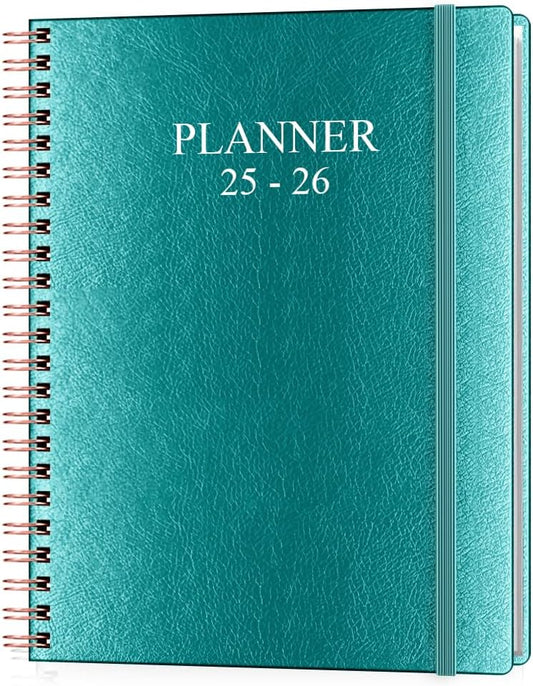 Planner 2025-2026 - Weekly & Monthly Planner Runs from Jul 2025 to Jun 2026, 8.5 x 11", 12 Month Tabs, Inner Pocket, PU Leather Cover with Twin-Wire Binding, Monthly Planners 2025-2026, Teal