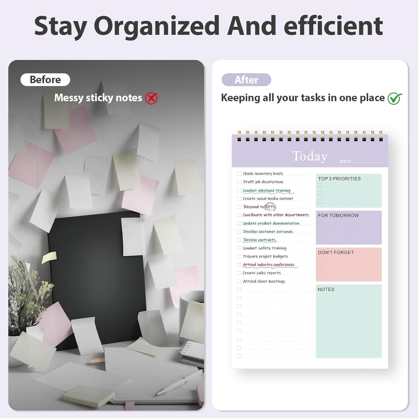 Weekly To Do List Notepad, Undated Planner with 52 Sheets (8.5''x11''), Desk Weekly Planner for Women & Man, Home School & Work (G-Lilac)