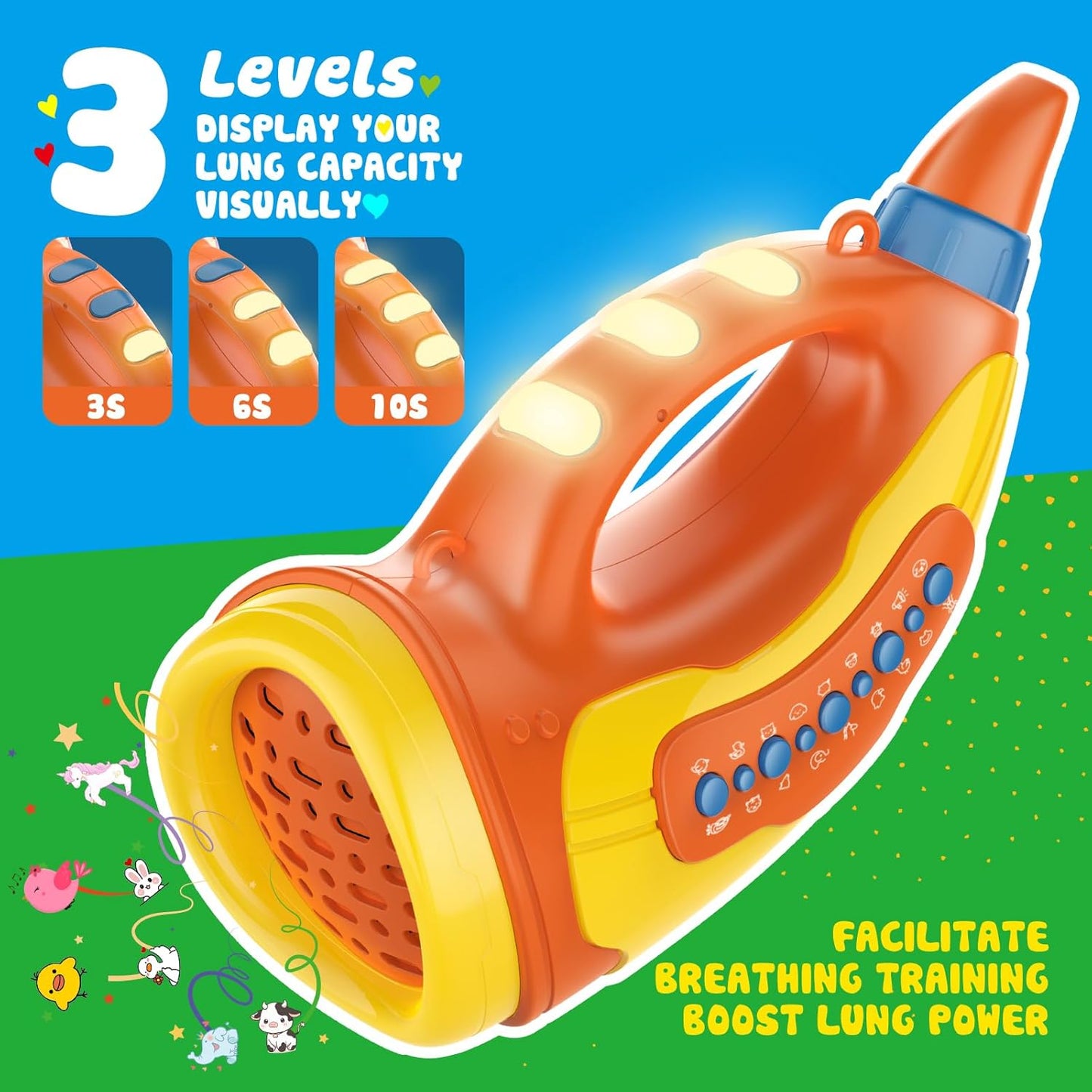 Voice Changer Toy for Kids 5-7: Animal Sounds Horn 30 Fun Sound Effects & Lights Voice Changer Device Kids Hunting Toys Nature Exploration Outdoor Toys for Boys Girls Ages 3-8 Olds, Orange