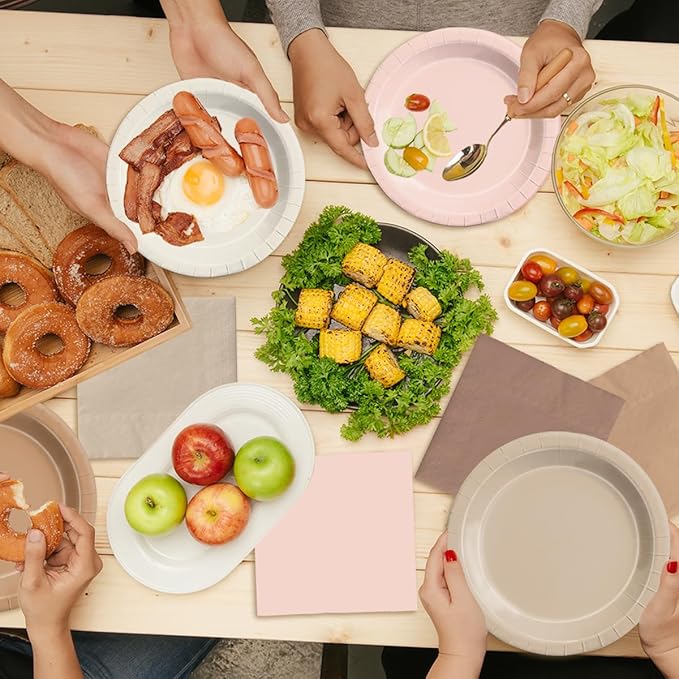 CMUSKO Boho Baby Shower Decorations - 60Pcs Neutral Gradient Brown Plates and Napkins Kit Espresso Martini Theme Party Supplies for Bridal Shower,Wedding,Birthday