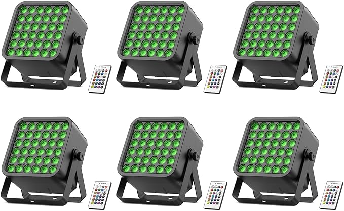 Rechargeable Par Can Lights, 72W RGB 5200mAh Uplights Battery Powered Stage Light, Wireless DJ Lights Sound Activated with Remote & DMX Control for Festivals, Weddings, Bars, Churches, DJ (6 Packs)