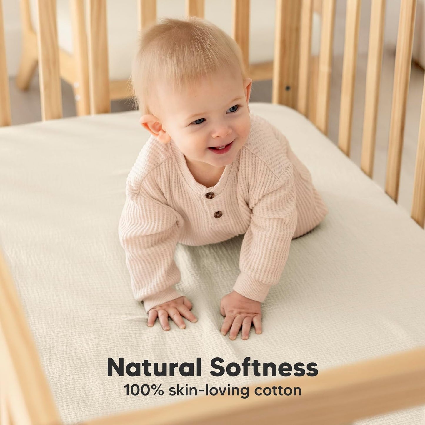 KeaBabies 2-Pack Muslin Crib Sheets for Boys, Girls - 100% Organic Cotton Fitted Baby Crib Mattress Sheet, Soft Breathable Standard Toddler Bed Cover Bedding Set, Neutral, Durable 52x28 (Willow)