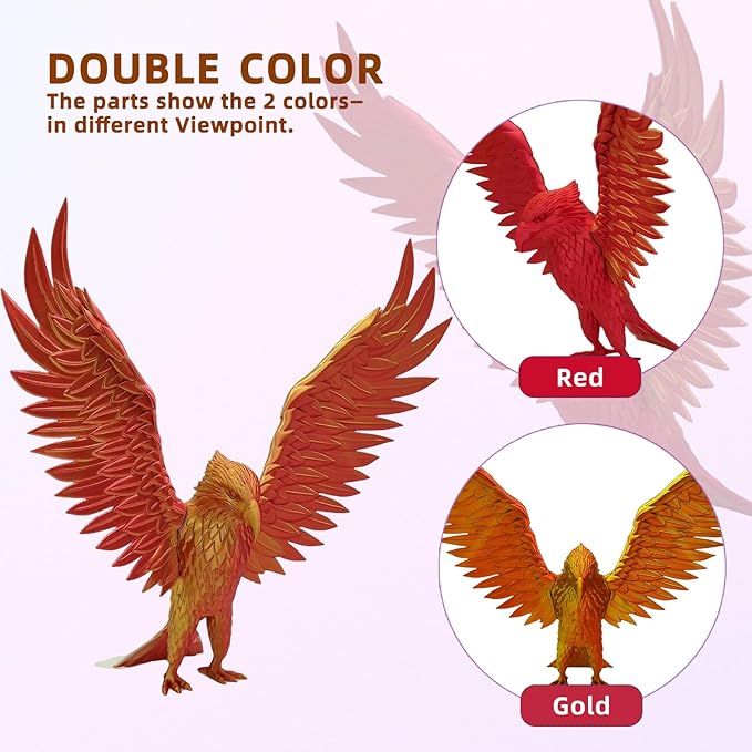 Dual Color PLA Filament,Shiny Silk Red Gold PLA, 3D Printer Filament, PLA Filament 1.75mm Dimensional Accuracy +/- 0.02mm, 1KG Spool (2.2 lbs), Fit Most FDM Printer (Silk Red Gold)