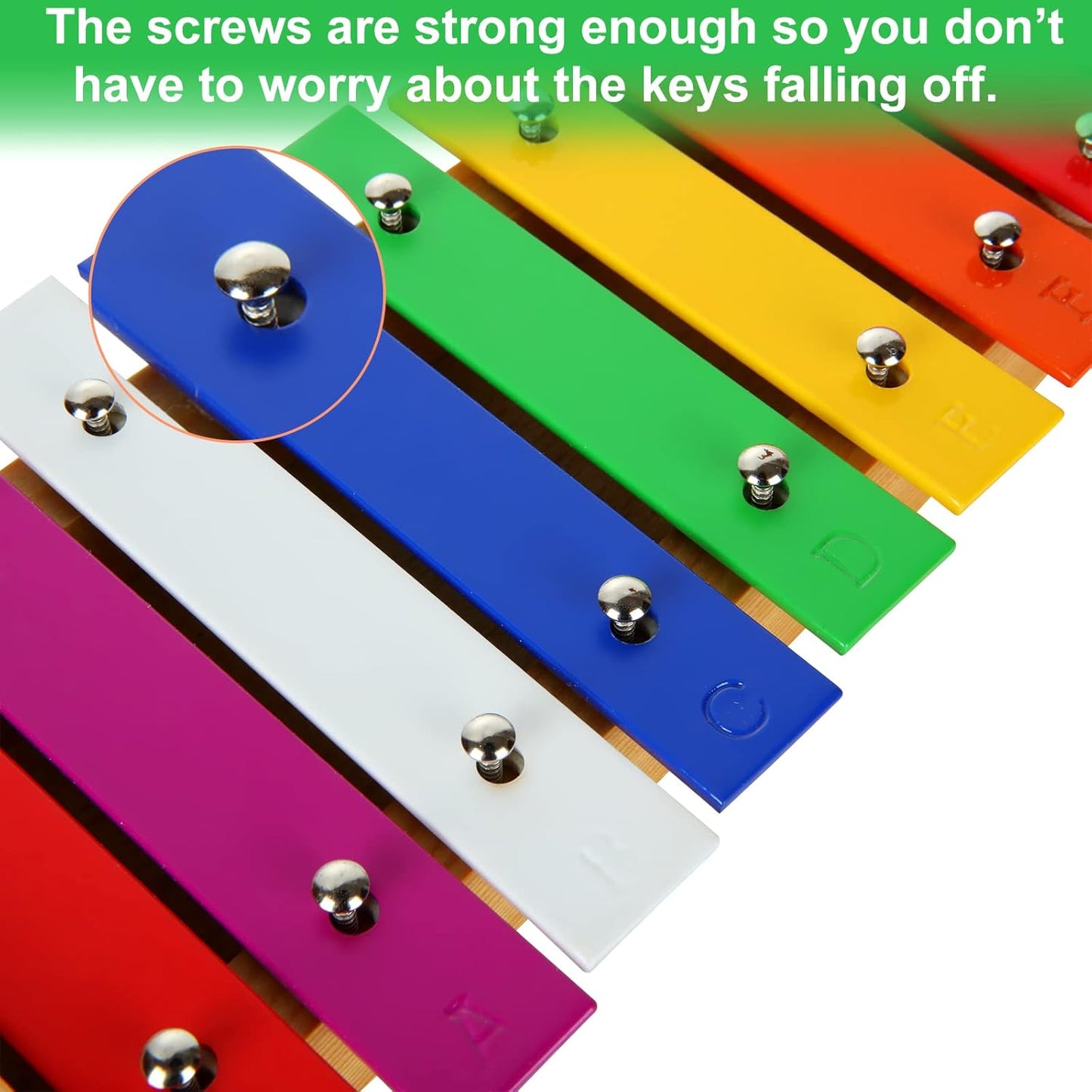 15 Tone Xylophone Glockenspiel Colorful Wooden Xylophone Xilofono Instrument with 2 Mallets for Beginner