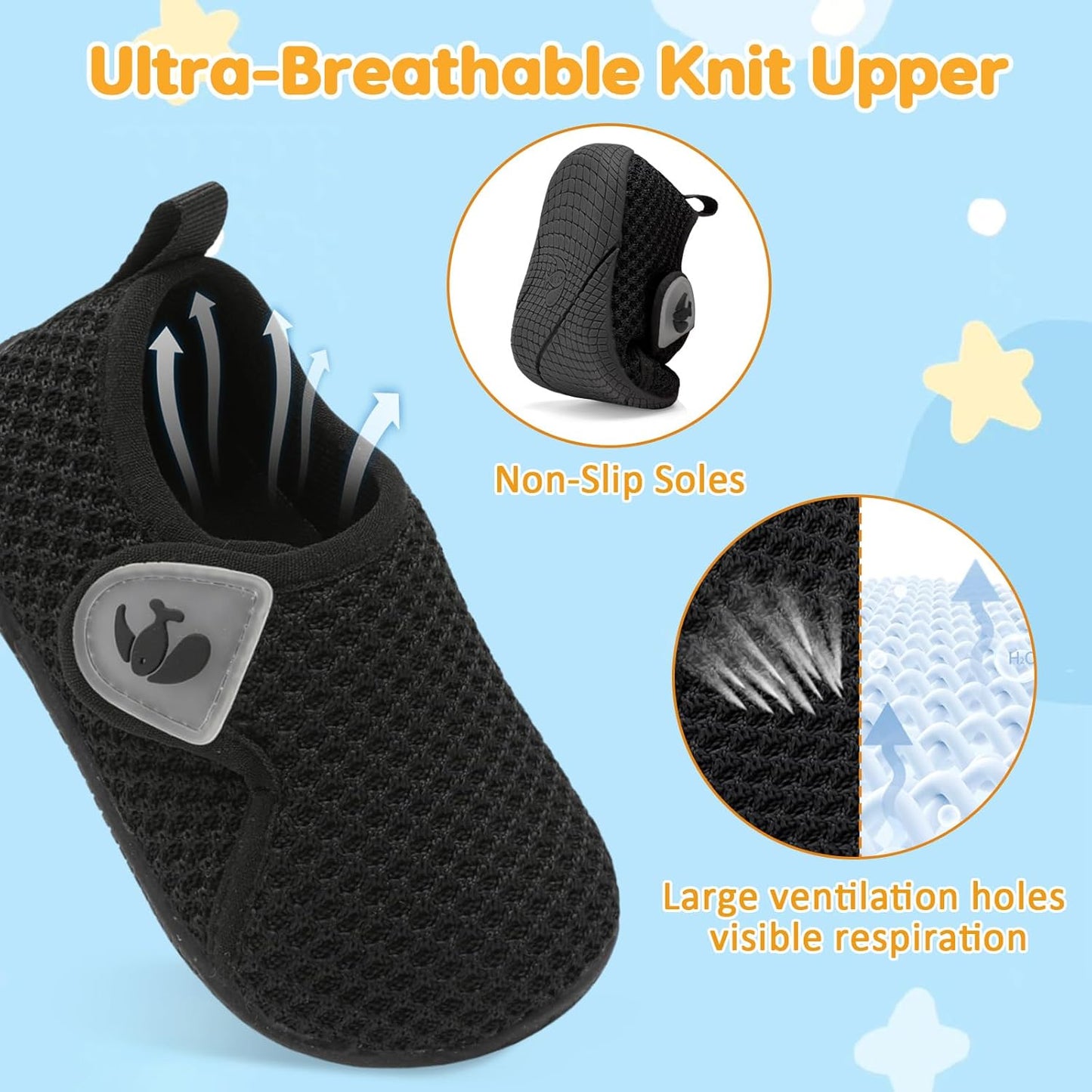 FEETCITY Toddler Walking Shoes Slip On Toddler Shoes Boys Girls Kids Sports Sneakers Casual School Shoes Barefoot Shoes