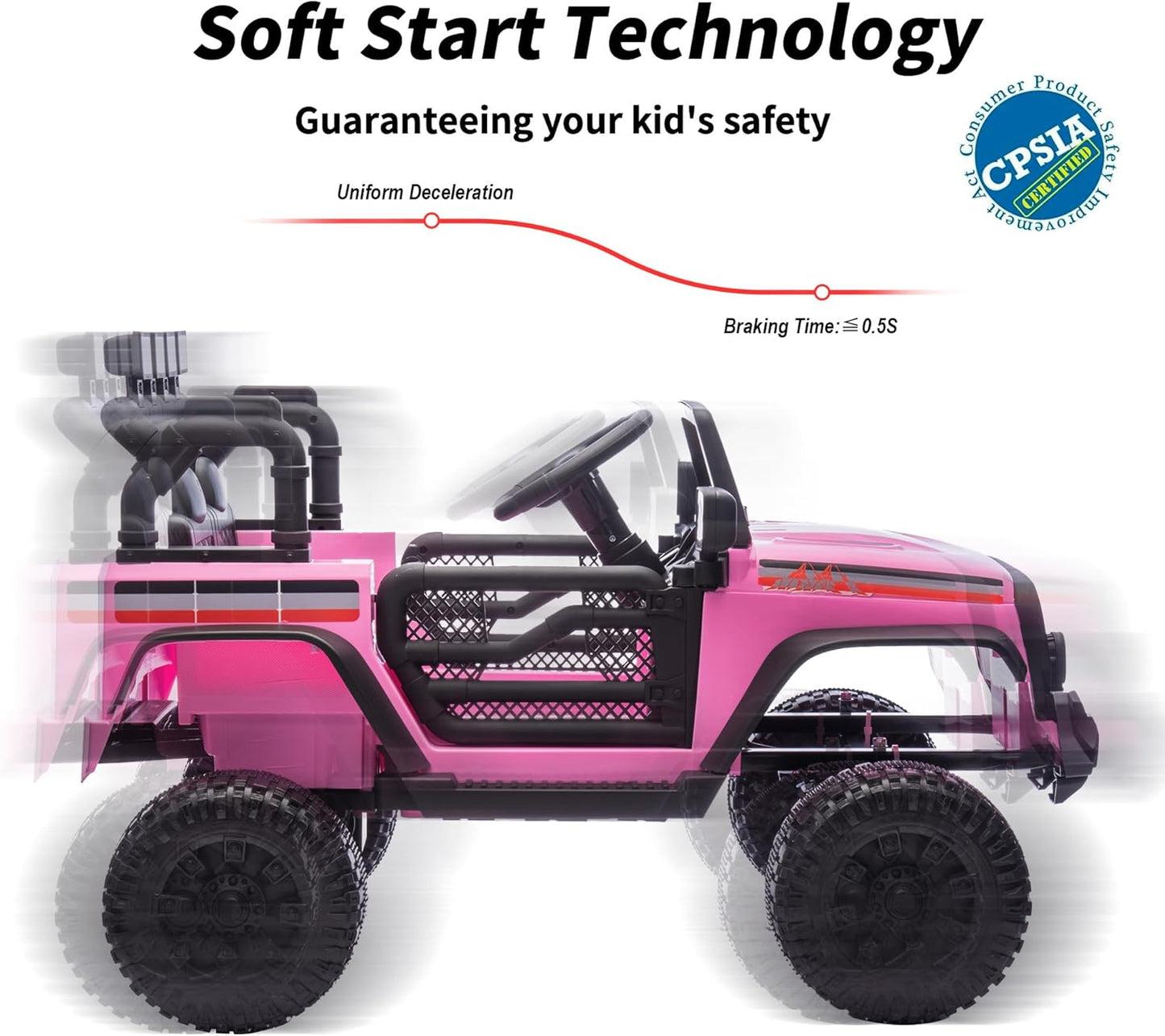 4WD Kids Ride on Car Truck, 12V 7Ah Kids Electric Vehicles Car Ride on Toy for Toddlers with Remote Control - Light Pink