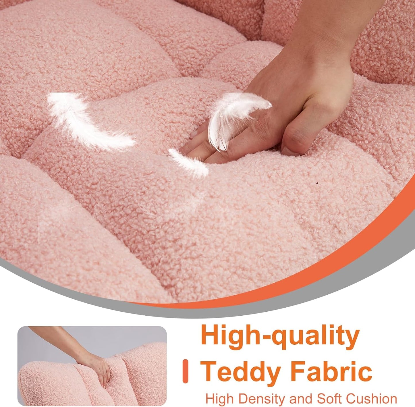 Sweetcrispy Rocking Chair Nursery, Teddy Upholstered Glider Rocker with High Backrest, Reading Chair Modern Rocking Accent Chairs Glider Chair for Nursery, Living Room, Bedroom, Baby Pink