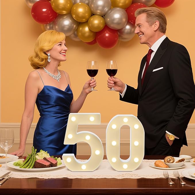 LED Marquee Light Up Numbers Sign - Lighted Birthday Numbers Sign for 70th Birthday Party Decoration, Bar Wall, Home, Table Room, Wedding and Christmas Decorations, Number 70