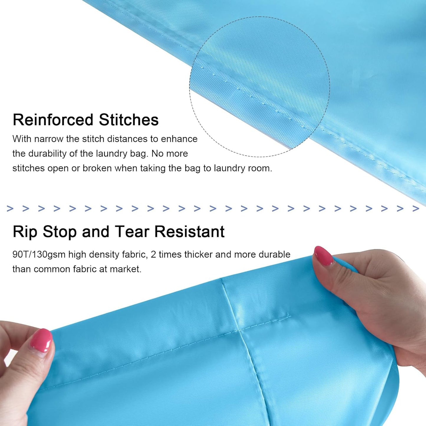 Polecasa Small Heavy Duty Laundry Bag with 130gsm Tear Resistant Fabric and Handles, Easy to Carry Durable Dirty Clothes Drawstring Bag, Perfect for College Dorm, Travel, 2 Pack 21”x24”, Gulf Blue