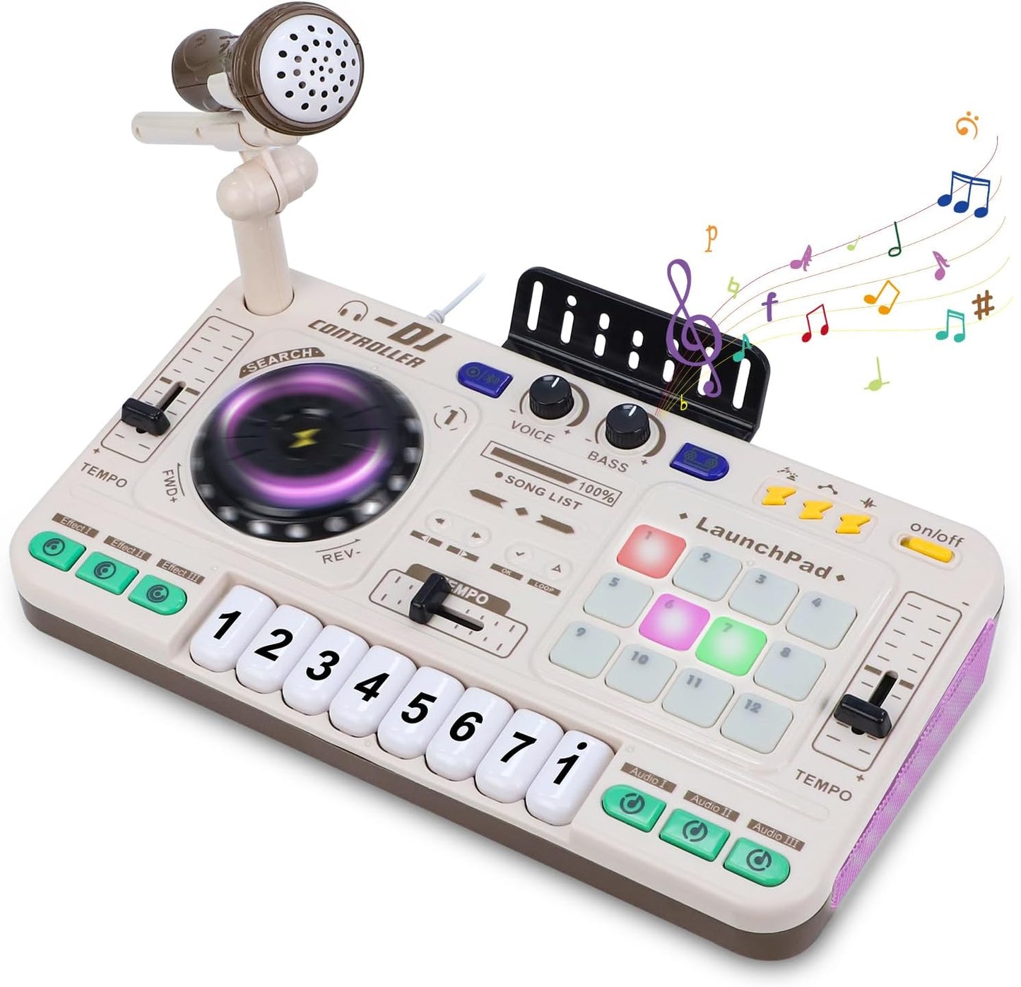 Magic4U Kids DJ Mixer, Toddler Rechargeable DJ Set with Lights, Sound Effect, Demo Songs and Reaction Music Games, Musical Toys Birthday Party Gift for 3-9 Years Old Girls Boys